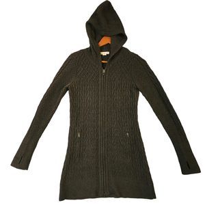 Dakini Long Sweater Women Size Small Black Nylon Long Sleeve Hoodie Full Zipper